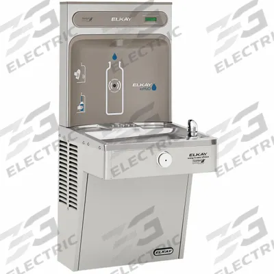 ELKAY Drinking Fountain with Bottle Filler: On-Wall, 8 gph @ 50°F, Stainless Steel - On-Wall Single Drinking Fountains with Bottle Fillers