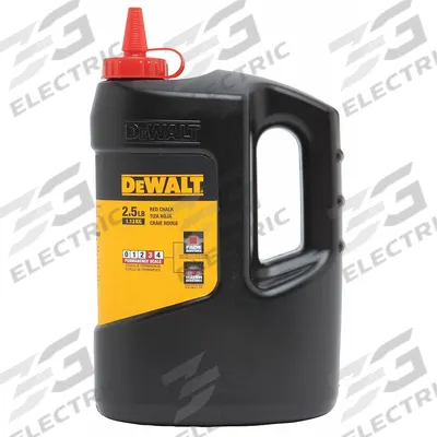 DEWALT Marking Chalk: Red, Permanent, 2.5 lb Size, Bottle/Pop-Off Cap - Permanent Marking Chalks