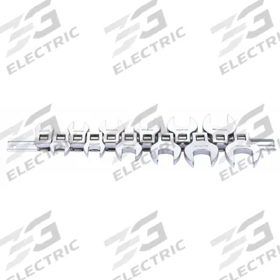 WESTWARD Crowfoot Socket Set: Alloy Steel, Chrome, 12 Tools - Metric Open End Crowfoot Wrench Sets