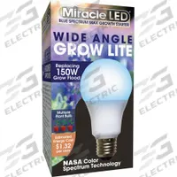 LED Grow Bulb: LED, A21, 120V, Blue/Full/Broad, 150 W Incandescent Watt Equivalency (MPN 602148). Key specifications — Plant Growth Application: Seed Starting; Brand: MIRACLE LED; Bulb Shape: A21; Spectrum: Blue.