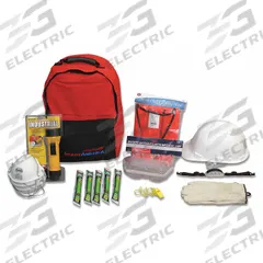 READY AMERICA Floor Warden Kit: Red, 10 in Overall Wd, Fabric, 16 in Overall Ht, 12 in Overall Lg (MPN 70435). Key specifications — Brand: READY AMERICA; Color: Red; Product Type: Floor Warden Kit; Includes: Chin Strap; Material: Fabric.