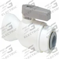 PARKER Manual Two-Way Ball Valve: 3/8 in, Polypropylene, Straight, Push x FNPT, Full Port Ball Port (MPN LFPP6VFC4). Key specifications — Brand: PARKER; Handle: Lever.