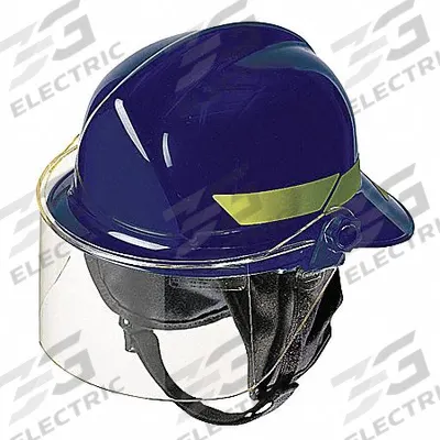 BULLARD Fire Helmet: Blue, Modern Rear Brim, Chin Strap
