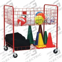 CHAMPION SPORTS Ball Cart: 43 in Overall Lg, 30 in Overall Wd, 45 in Overall Ht, Steel, Silver (MPN OCLX)