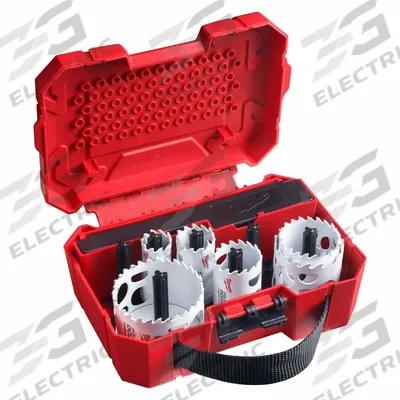 MILWAUKEE Hole Saw Kit: 10 Pieces, 1 5/8 in Max. Cutting Dp, Carbide Tipped - Multi-Material-Cutting Hole Saw Kits