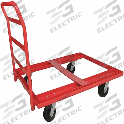 APPROVED VENDOR Pallet Dolly: 3,600 lb, Red, (4) Swivel, 48 in L x 40 in W x 9 in H Deck - Open-Deck Steel Pallet Dollies with Handle