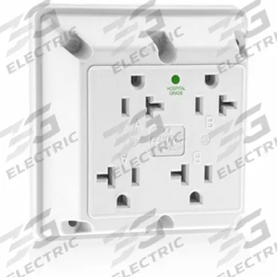 LEVITON Receptacle: Quad, 5-20, White, 125V AC, 20 A, 2 Pole / 3 Wire (MPN 21254-HW) - General Purpose Receptacles