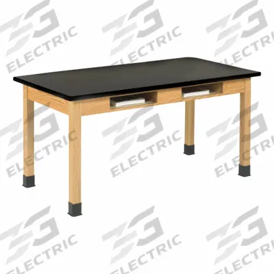 DIVERSIFIED SPACES Wooden Leg Tables with Compartments: 30 in Overall Wd, 30 in Overall Ht - Fixed-Height Laminate Surfaced Lab Tables