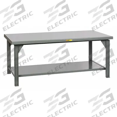 LITTLE GIANT Workbench: Fixed Ht, Steel, 84 in x 42 in, 15,000 lb Overall Load Capacity - Workbenches with Lower Shelves