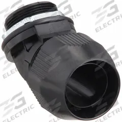 Liquid-Tight Conduit Fitting: Plastic, 1 1/2 in Trade Size, Insulated, 45° Elbow (MPN LT4150P). Key specifications — Insulated: Insulated; Box Connection: 1-1/2 in MNPT; Hazardous Location Rating: Class I, Division 2; Brand: THOMAS & BETTS.