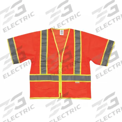 KISHIGO High-Visibility Vest: Men's, ANSI Class 3, U, 3XL, Orange, Mesh Polyester - Class 3 U-Back Vests