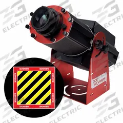 LASERGLOW TECHNOLOGIES Fixed Image Projector: Projector, Lens and Image Template, Red/White/Yellow (MPN HSV3F057X). Key specifications — Brand: LASERGLOW TECHNOLOGIES; Includes: Power Supply; Laser Color: Yellow; Watts: 300 W; Legend/Background Color: Hazard Zone - 8 Danger; Manufacturer Part Number: HSV3F057X; Product Type: Projector, Lens and Image Template.