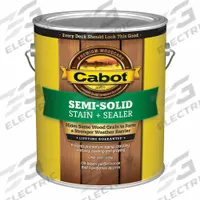 CABOT Wood Stain and Sealer: Exterior, Oil, 1 gal Container Size, Wood, Flat, Redwood, Semi-Solid (MPN 140.0001480.007). Key specifications — Brand: CABOT; Transparency: Semi-Solid; Use Location: Exterior; Sheen: Flat; Sub-Brand: Semi-Solid Low VOC; Color: Redwood.