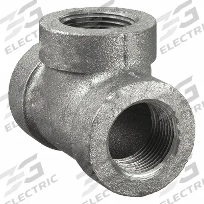 ANVIL Metal Pipe Tee: 2 in x 2 in x 2 in, 1,500 psi @ 150°F, Malleable Iron - Threaded High-Pressure Pipe Fittings