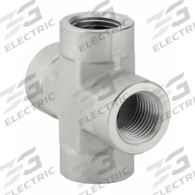 PARKER Metal Pipe Cross: Cross, Steel, 1/4 in x 1/4 in x 1/4 in x 1/4 in - Hydraulic Threaded Extreme-Pressure Pipe Fittings
