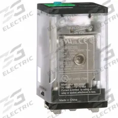 SCHNEIDER General Purpose Relay: Socket Mounted, 10 A Current Rating, 24V DC, 3PDT, C Socket (MPN 788XCXRM4L-24D). Key specifications — Brand: SCHNEIDER; Base Type: Square; Mounting Style: Plug-In; Pin Shape: Flat; Electrical Connection: Blade Terminal; Manufacturer Part Number: 788XCXRM4L-24D; Operating Current: 10 A at 28V DC-1 (1 NO Resistive Load Conforming to IEC); Series: 788R Series.