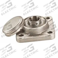 NTN 4 Bolt Flange Bearing: Radial Ball, 2 3/16 in Bore, SS, Set Screws, 6 3/8 in Lg, 2 19/64 in Wd (MPN SUCF211-35CCFG1). Key specifications — Bore Type: Cylindrical; Brand: NTN; Lubricant Material: FDA/USDA-H1 Solid Grease; Mounting Bolt Size: 5/8 in; System of Measurement: Inch; Included Bearing Cap: Closed Cap.