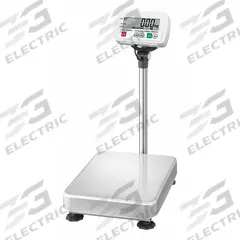 A&D WEIGHING Food Scale: 20 7/8 in Weighing Surface Dp, 15 3/8 in Weighing Surface Wd, LCD (MPN SC-150KAL). Key specifications — Connection Ports: RS-232C; Readability: 0.05 lb/0.02 kg; Brand: A&D WEIGHING; IP Rating: IP68.