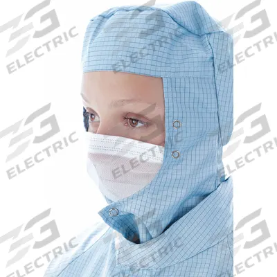 BIOCLEAN Face Veil: ISO 4 (Class 10) and above, Polyethylene, Non-Sterile, Bag, White - ISO 4 Non-Sterile Cleanroom Veils
