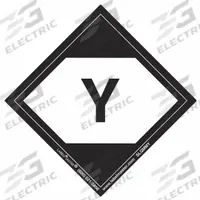 LABELMASTER DOT Handling Label: Message, 2 in x 2 in, 2 in Label Wd, 2 in Label Ht, Polypropylene (MPN SLQMMY). Key specifications — Message: Y; Background Color: Black; Brand: LABELMASTER.