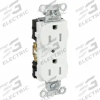 HUBBELL Receptacle: Duplex, 5-15, White, 125V AC, 15 A, 2 Pole / 3 Wire (MPN BR15WHITR)
