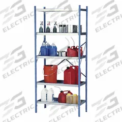 DENIOS Open Metal Shelving: Starter Unit, Heavy-Duty, 18 in x 36 in, 84 in Overall Ht, 4 Shelves (MPN K32-1103). Key specifications — Frame Material: Steel; Shelving Material: Steel; Assembled: Unassembled; Color: Silver; Shelving Configuration: Starter Unit; Brand: DENIOS.