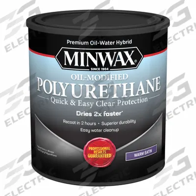 MINWAX Finish: Varnish, Interior, Water, 1 qt Container Size, Wood, Satin, Clear - Wood Sealers & Finishes