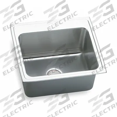 ELKAY Bowl Drop-In Sink: 25 in Overall Lg, 22 in Overall Wd, 12 in Bowl Dp, 21 in Bowl Lg - One-Bowl Counter-Mounted Kitchen & Bar Sinks without Faucets