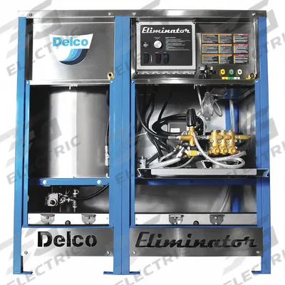 DELCO Electric Pressure Washer: Stationary, 460 V – Three-Phase, 3,000 psi, 5 gpm - Hot Water Pressure Washers