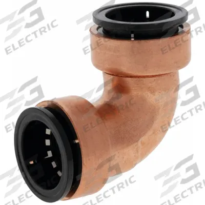 NIBCO Push-Fit Elbow Fitting: 90° Elbow, 3/4 in OD x 3/4 in OD Size - Copper Push-to-Connect Tube Fittings