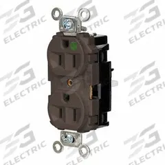 HUBBELL Receptacle: Hospital Grade, Duplex, 5-15R, Brown, 125V AC, 15 A, 2 Pole / 3 Wire (MPN HBL8200ST)