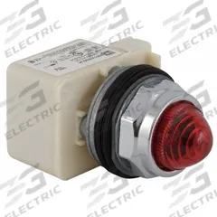 SCHNEIDER ELECTRIC Pilot Light: 30 mm Panel Mounting Size, Red, LED, 9001K Series (MPN 9001KP35LRR9). Key specifications — Series: 9001K; Brand: SCHNEIDER; Includes Push-To-Test: No Push-To-Test Included.
