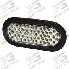 ECCO Warning Light: Perimeter Flashing Warning Light, Amber/White, 2 1/8 in Overall Wd, LED (MPN 3965AC). Key specifications — Operating Voltage: 12-24V DC; Number of Flash Patterns: 8; Includes: Grommet; Electrical Connection: Blunt Cut Wires; Mount Type: Grommet; Brand: ECCO; Shape: Oval.