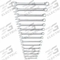 GEARWRENCH Combination Wrench Set: Alloy Steel, Full Polish Chrome, 15 Tools, Std, 12-Point Box End (MPN 81918). Key specifications — attr309520: Full Polish Chrome; attr309519: Alloy Steel; attr324929: GEARWRENCH; attr309522: No; attr309533: Yes.