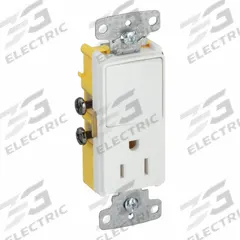 Combination Device: Rocker Switch, 5-15R, White, 125V AC, 15 A (MPN RCD108W). Key specifications — Brand: BRYANT.