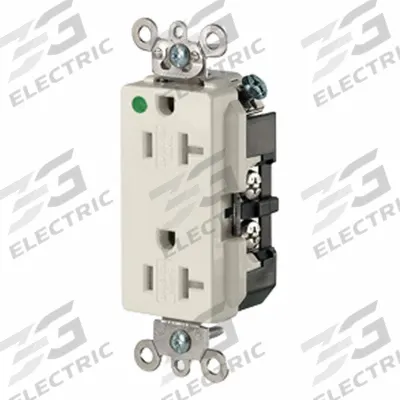 LEVITON Plugs and Receptacles: Hospital Grade, Duplex, 5-20R, Light Almond, 125V AC - General Purpose Receptacles