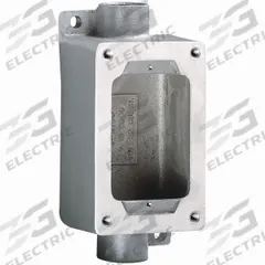HUBBELL KILLARK Device Box: 1 Gangs, Aluminum, 3/4 in Hub Size, Feed Through, 3 1/2 in Overall Ht (MPN SWB-5). Key specifications — Brand: HUBBELL KILLARK; Hub Type: Feed Through.