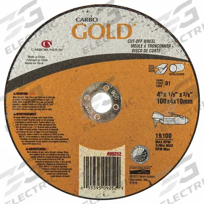 APPROVED VENDOR Abrasive Cut-Off Wheel: Type 1, 4" x 1/8" x 3/8", Aluminum Oxide - General Purpose Cut-Off Wheels for Carbon & Stainless Steel