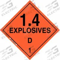 BRADY DOT Container Placard: 1.4 Explosives D 1, 10 3/4 in x 10 3/4 in, 10 3/4 in Label Ht, Placard (MPN 63363). Key specifications — Brand: BRADY; Message: 1.4 Explosives D 1.