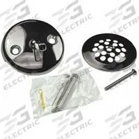 AB&A Bathtub Trip Lever Finish Kit: Stainless Steel, 2 1/4 in Overall Dia, 2 1/4 in Overall Ht (MPN 60356). Key specifications — Color: Silver; Includes: Trip Lever; Connection Type: Screw; Material: Stainless Steel.
