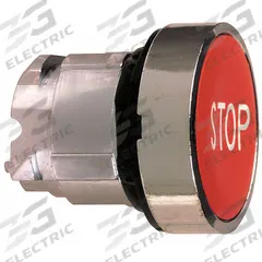 SCHNEIDER Flush Push Button: Red, 22 mm Mounting Size, Metallic, Momentary (MPN ZB4BA434). Key specifications — Brand: SCHNEIDER; Action: Momentary; Legend: Stop; Series: XB4; Push Button Material Type: Metallic.