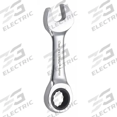 WESTWARD Combination Wrench: Alloy Steel, Chrome, 17 mm Head Size, 4 7/8 in Overall Lg - Metric 12-Point Ratcheting Combination Wrenches