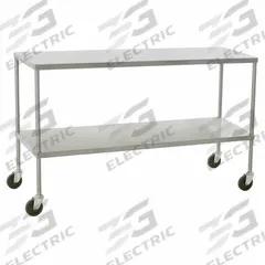 EAGLE GROUP Work Table: Fixed Ht, Stainless Steel, 46 in x 24 in, 175 lb Overall Load Capacity (MPN ITU2446). Key specifications — Unit Type: Not Expandable or Modular; For Environment: Medical; Assembly: Fully Assembled; Wheel Type: Solid; Wheel Material: Resilient; Mobility: Casters; Height Adjustability: Fixed Height; Caster Type: (4) Swivel.