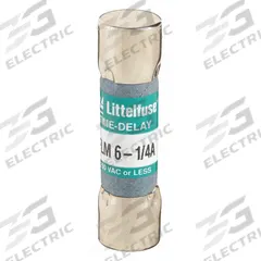 LITTELFUSE Fuse: FLM Series, Midget, Time-Delay, 6.25 A, 250 V AC, 13/32 in x 1 1/2 in (MPN FLM6.25). Key specifications — Series: FLM; Brand: LITTELFUSE.