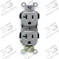 LEVITON Receptacle: Duplex, 5-20, Gray, 125V AC, 20 A, 2 Pole / 3 Wire (MPN CR20-GY)