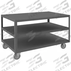 DURHAM MFG Work Table: Fixed Ht, Steel, 48 in x 30 in, 1,200 lb Overall Load Capacity (MPN HMT-3048-3-95). Key specifications — Unit Type: Not Expandable or Modular; Assembly: Fully Assembled; Wheel Material: Phenolic; Frame Material Finish: Powder Coated; Mobility: Casters; Height Adjustability: Fixed Height; Included Components: Vice Support Shelf; Frame Construction: Welded Only.