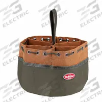 BUCKET BOSS Bucket Bag: 10 in W x 6 1/2 in H x 10 in L, Brown, Canvas, 19 Pockets, Drawstring (MPN 25001). Key specifications — attr1118525: BUCKET BOSS; attr1118517: Stackable; attr1125037: Brown; attr1125041: Canvas; attr1203718: Yes.