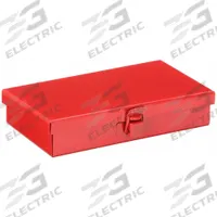WESTWARD Tool Box: 6 1/2 in W 4 1/4 in D 1 1/4 in H, Steel, Red, Hinged Lid, 1 Compartments (MPN 35XR63). Key specifications — attr1116905: Red; attr1116917: Hinged; attr1116946: WESTWARD.