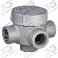 Conduit Outlet Body: Iron, GRJ, 1/2 in Trade Size, TA Body, 7.3 cu in Body Capacity (MPN GRJTA50). Key specifications — Series: For Round Body; Compatible Conduit Trade Size: 1/2 in; Thread Gender: Female; Hub Style: Threaded; Cover Included: Yes; Body Style: TA; Connection Type: Threaded; Back Type: Round.