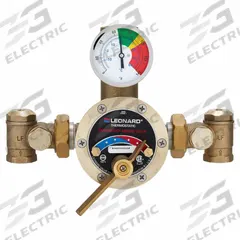 LEONARD VALVE Thermostatic Mixing Valve: For Hot Water/Water Media, Thermostatic, Bronze, NBR, Union (MPN 6040-LF). Key specifications — Includes: Thermostatic Water Mixing Valve; Brand: LEONARD VALVE.